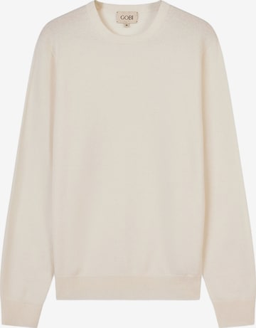 GOBI Cashmere Kampsun 'Men's Essential Crewneck Cashmere Sweater', värv valge: eest vaates