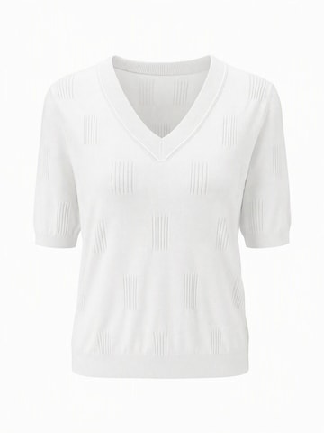 ARACH&CLOZ Sweatshirt 'Damen Kuzrarm Pullover V Ausschnitt Sommer Frühling Bluse Strickpullover Basic' in White: front