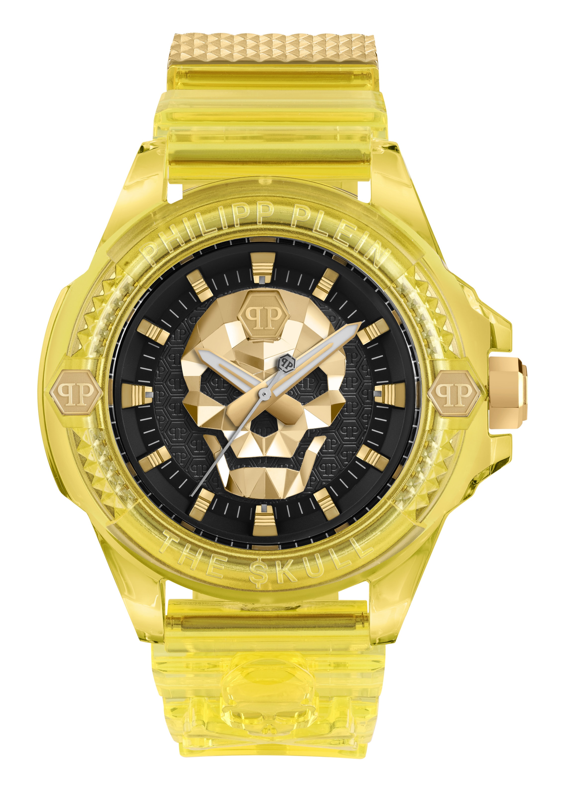 Montre à affichage analogique '$kull' Philipp Plein Watches en jaune : devant