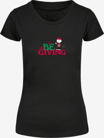 Merchcode Shirt 'Peanuts Be Giving' in Zwart: voorkant
