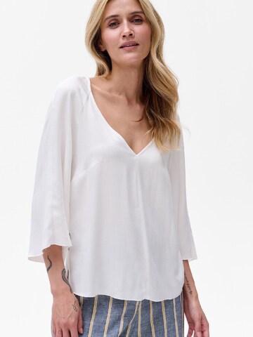 Blue Shadow Blouse in Beige: front