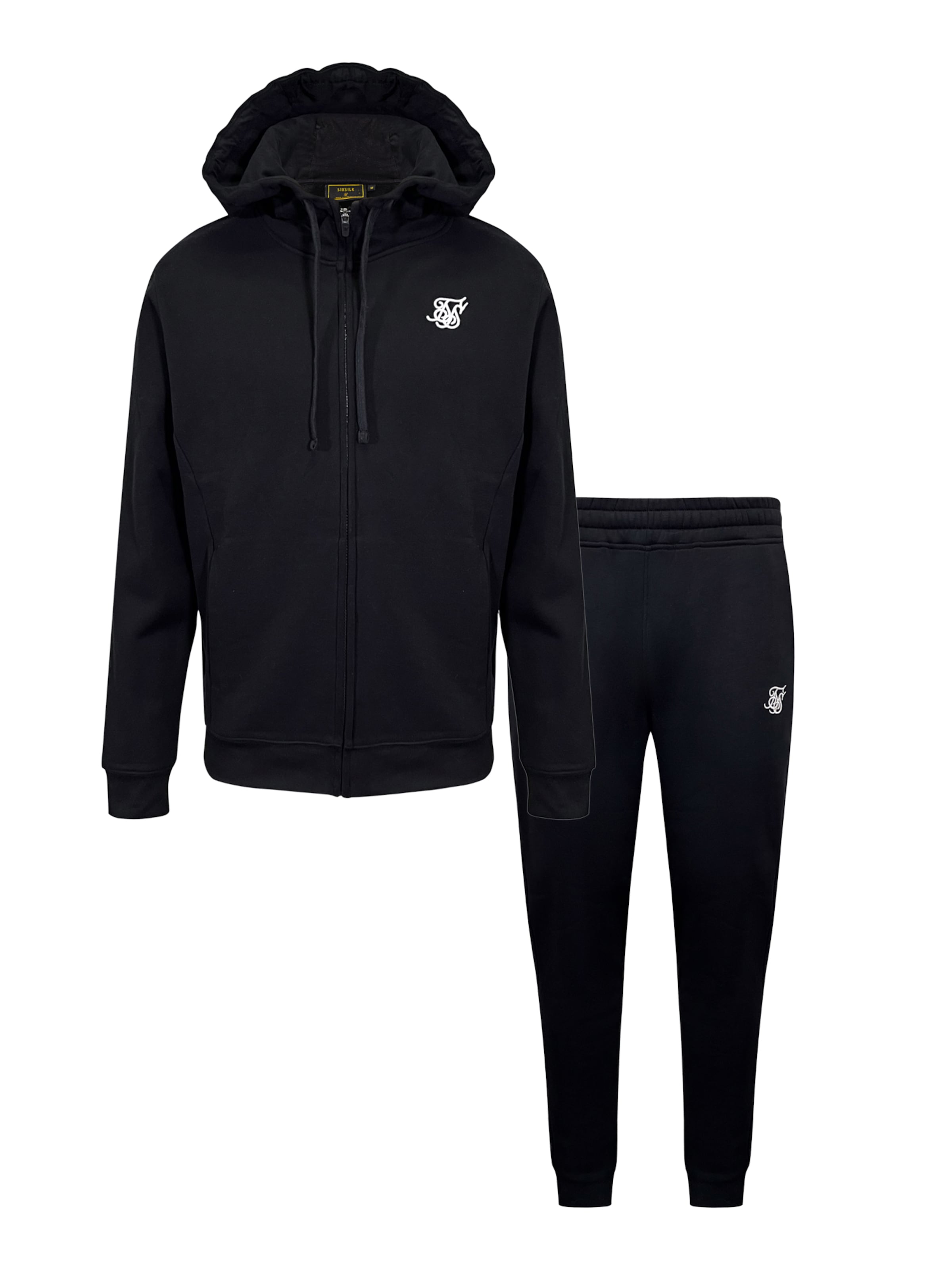 SikSilk Jogginganzug in schwarz / weiß, Produktansicht