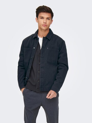 Only & Sons Between-Season Jacket 'Earl' in Blue: front