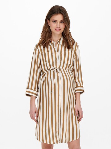 Only Maternity Shirt Dress 'Tamari' in Brown: front