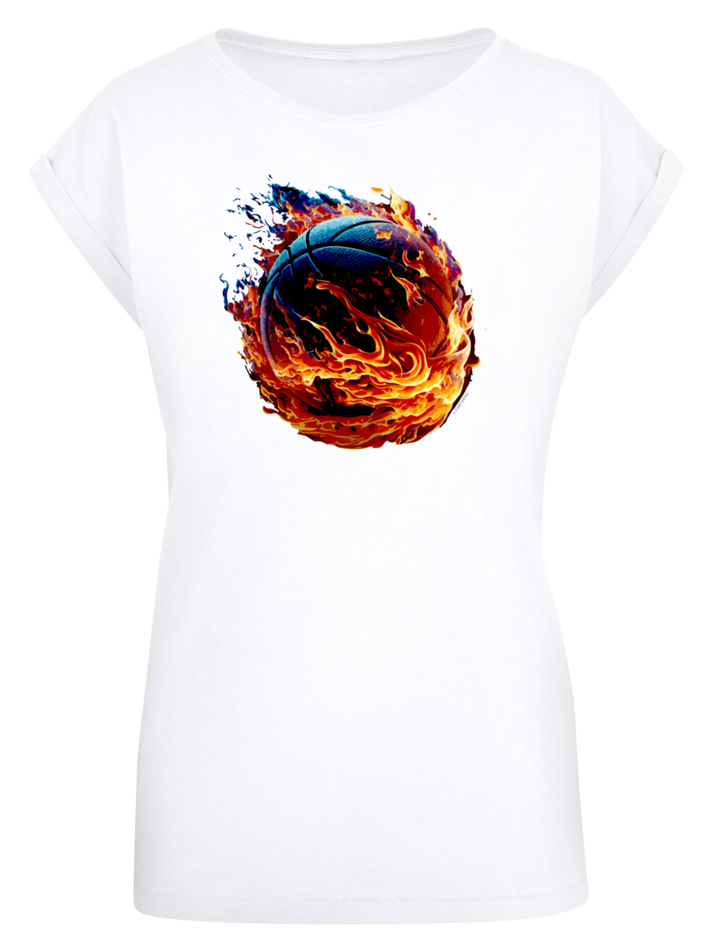 F4NT4STIC Shirt 'Basketball Sports Collection On FIRE' in Wit: voorkant