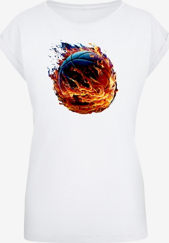 F4NT4STIC T-Shirt 'Basketball Sports Collection On FIRE' in Weiß: Vorderseite