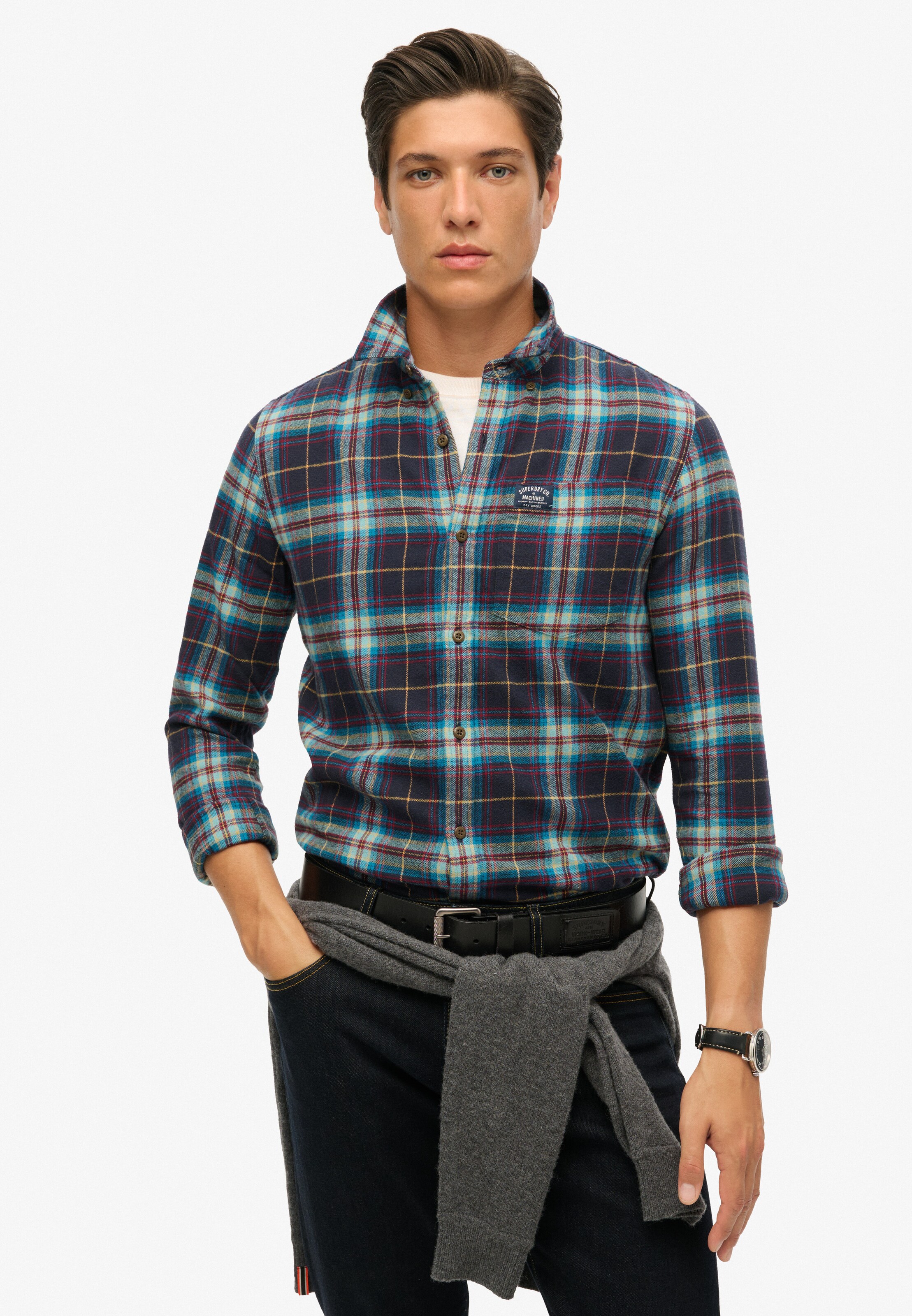 Superdry Regular Fit Hemd in Blau: Vorderseite