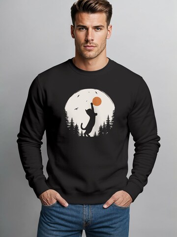 Neverless Sweatshirt 'Wald Katze' in Black