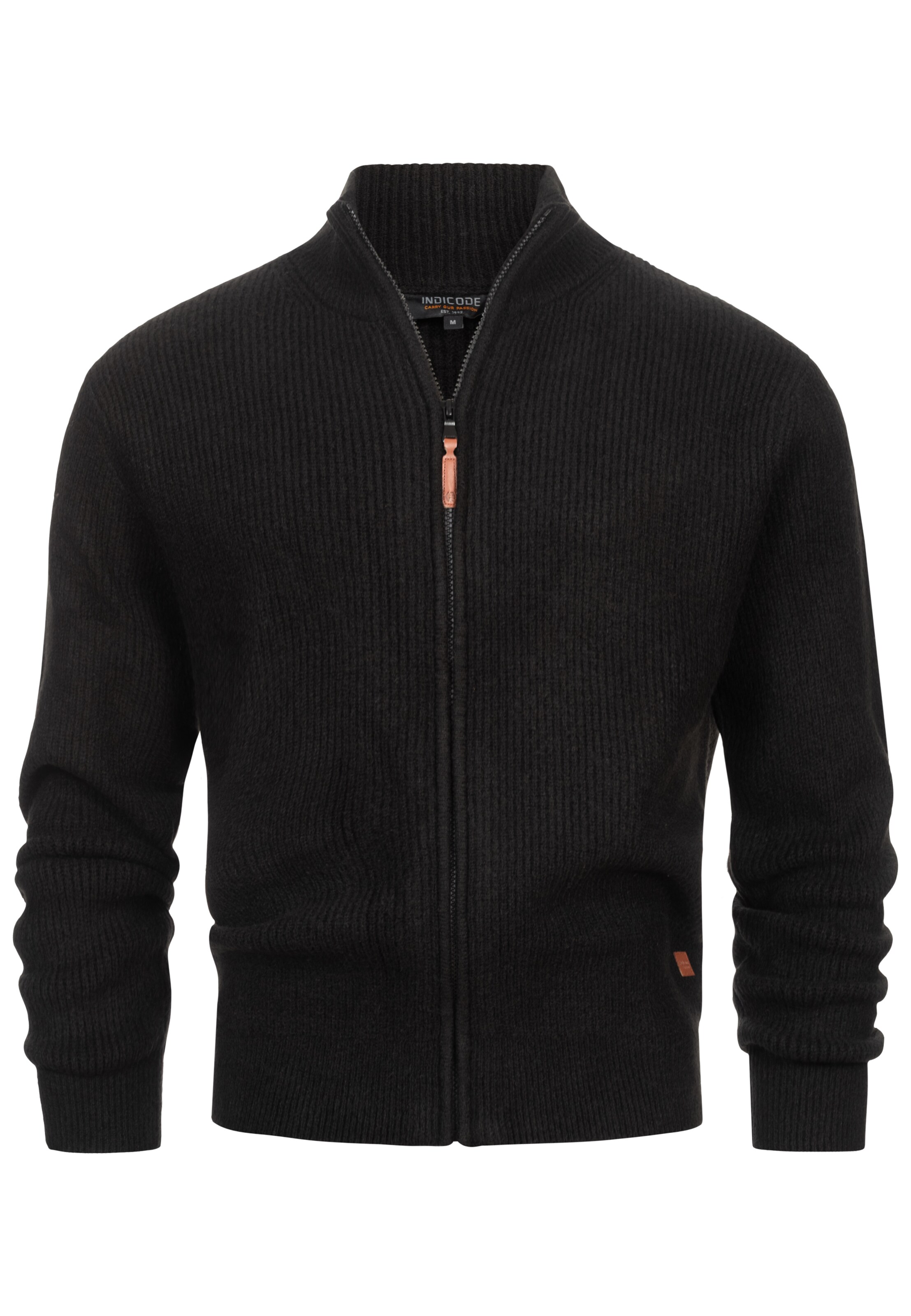 INDICODE JEANS Knit cardigan 'Peace' in Black: front