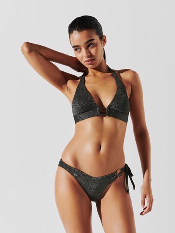 Karl Lagerfeld Triangle Bikini Top in Black: front