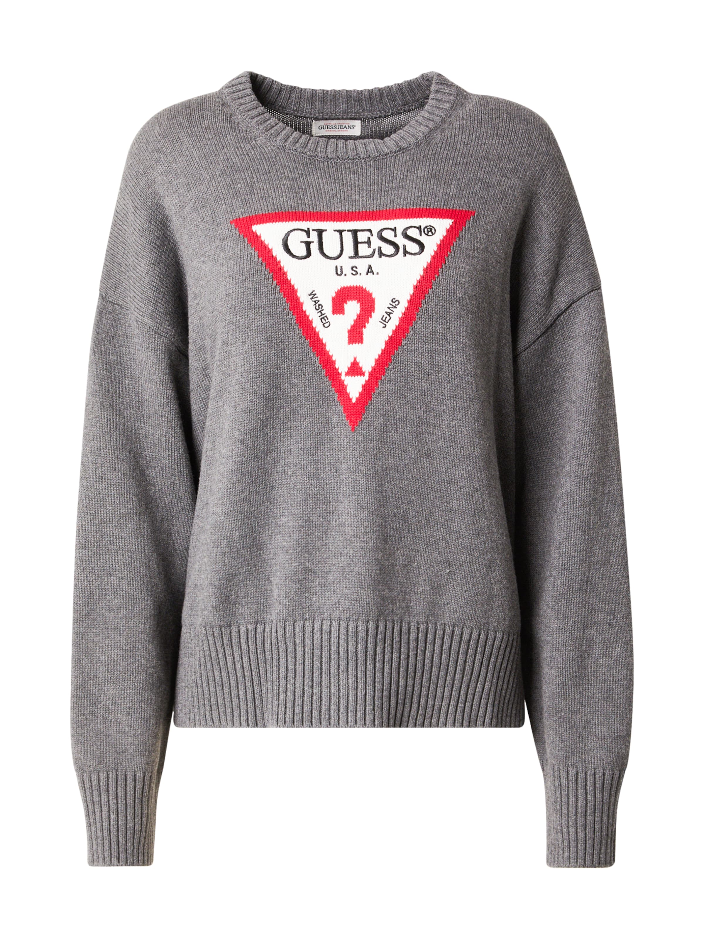 Pulover de la GUESS JEANS pe gri: față