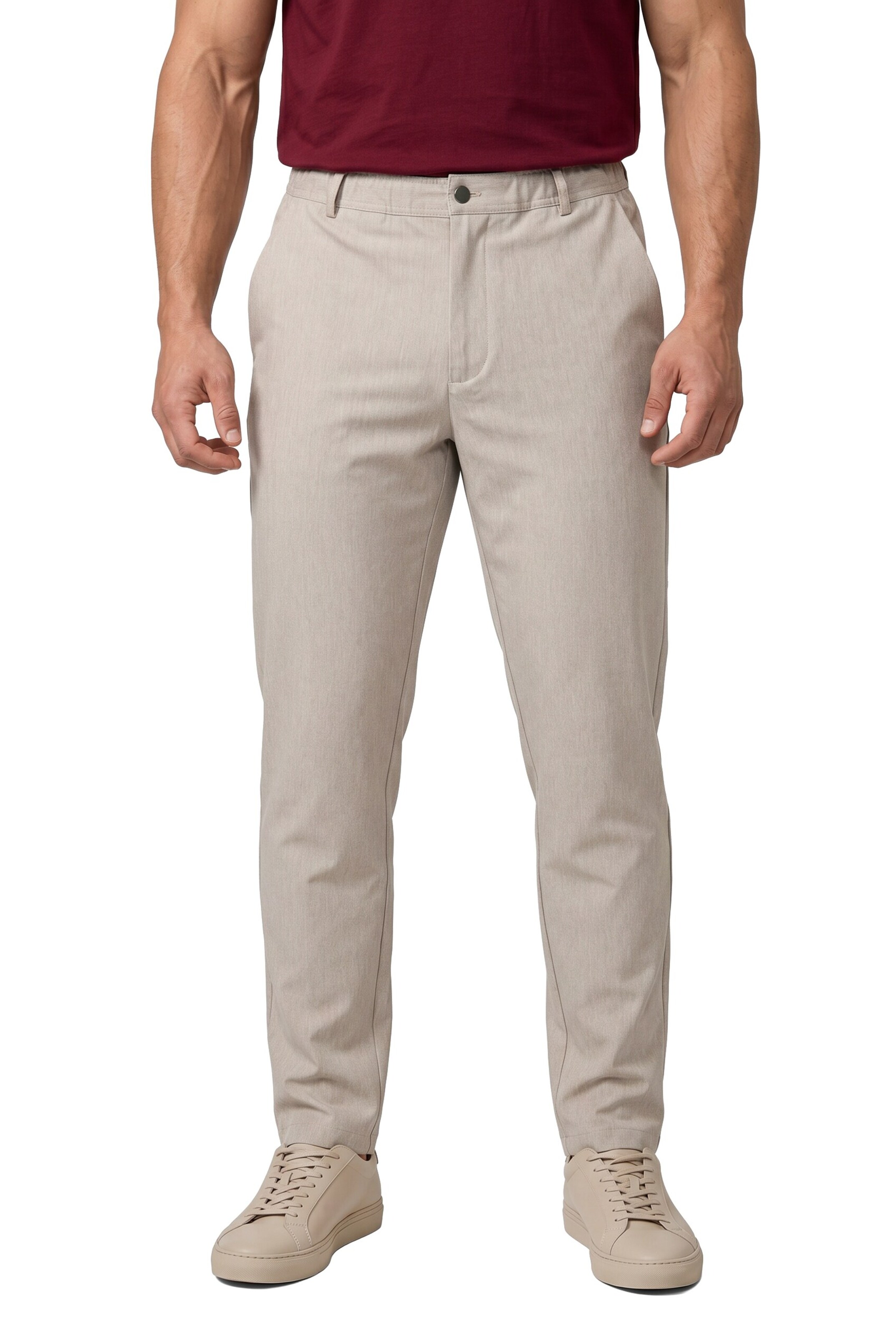 Men Plus Regular Broek in Beige: voorkant