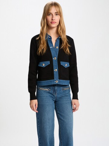 Morgan Gebreid vest in Zwart: voorkant