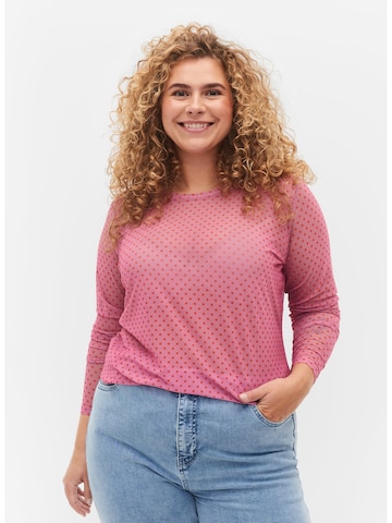 Camicia da donna 'ERAYNE' di Zizzi in rosa: frontale