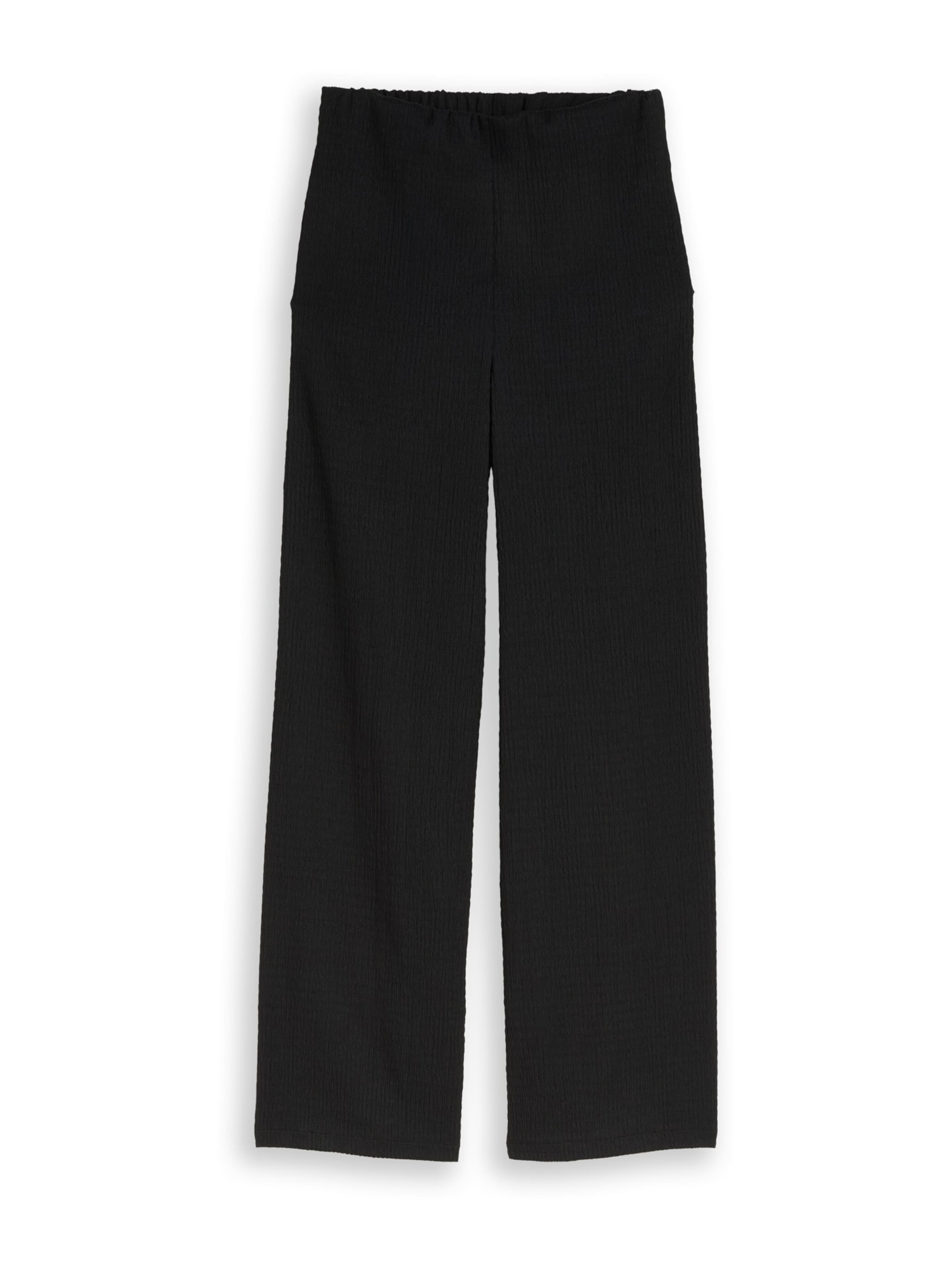 Wide leg Pantaloni de la TOM TAILOR DENIM pe negru: față