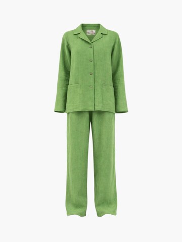 AmourLinen Pyjama 'Snooze'‌‌‌‌‌‌‌ in Grün: Vorderseite