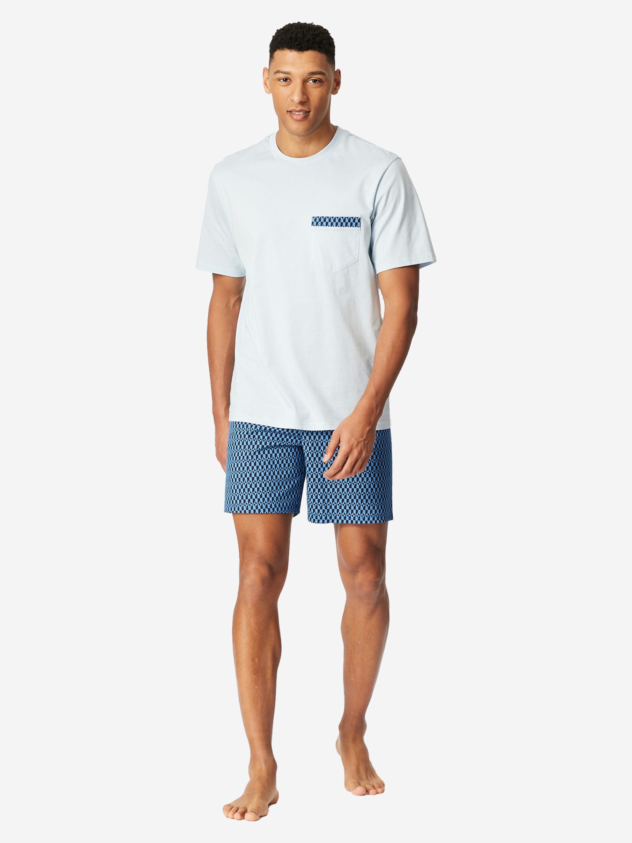 Pyjama court 'Comfort Nightwear' SCHIESSER en bleu : devant