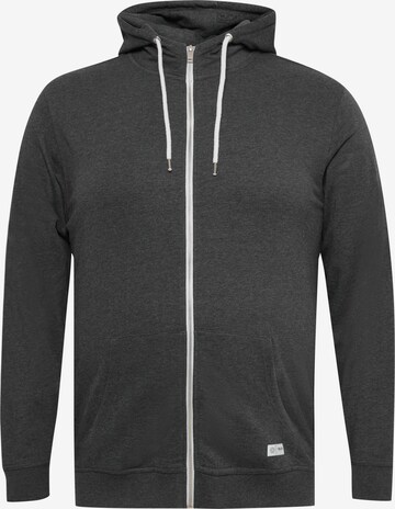 !Solid Zip-Up Hoodie in Grey: front