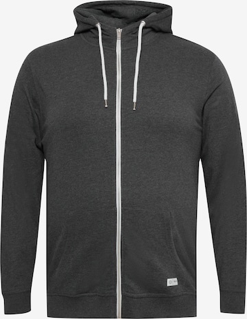 !Solid Zip-Up Hoodie in Grey: front