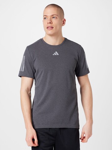 ADIDAS PERFORMANCE - Camiseta funcional 'Own The Run Heather' en negro: frente