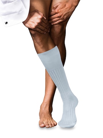 FALKE Knee High Socks 'No. 13 Finest Piuma Cotton' in Blue: front