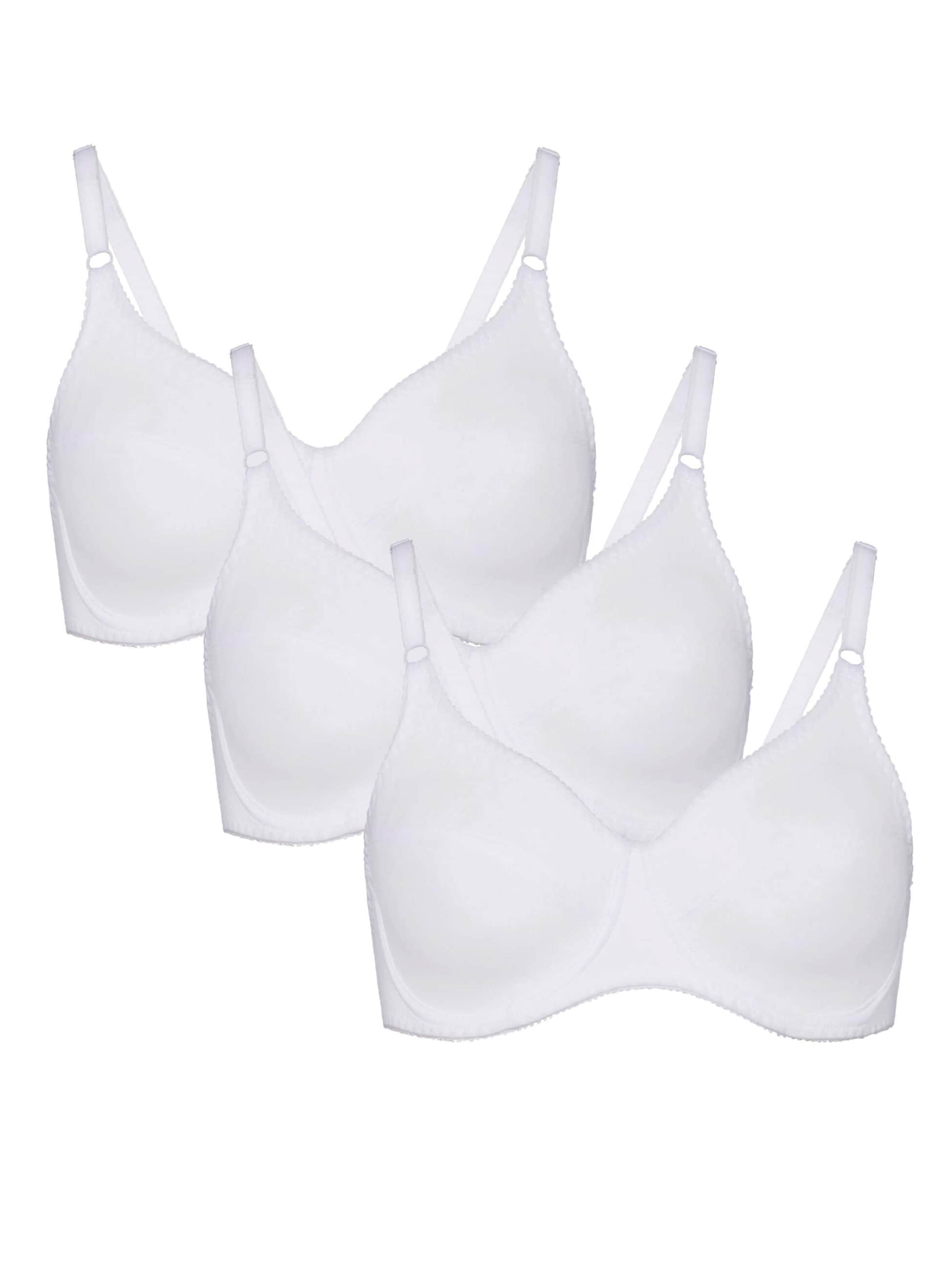 BeeDees T-shirt Bra 'Bügel-BH Rock'n'Roll W (3-er Pack) im Dreierpack, aus 100% Baumwolle, mit Bügel für Komfort und Halt' in White: front