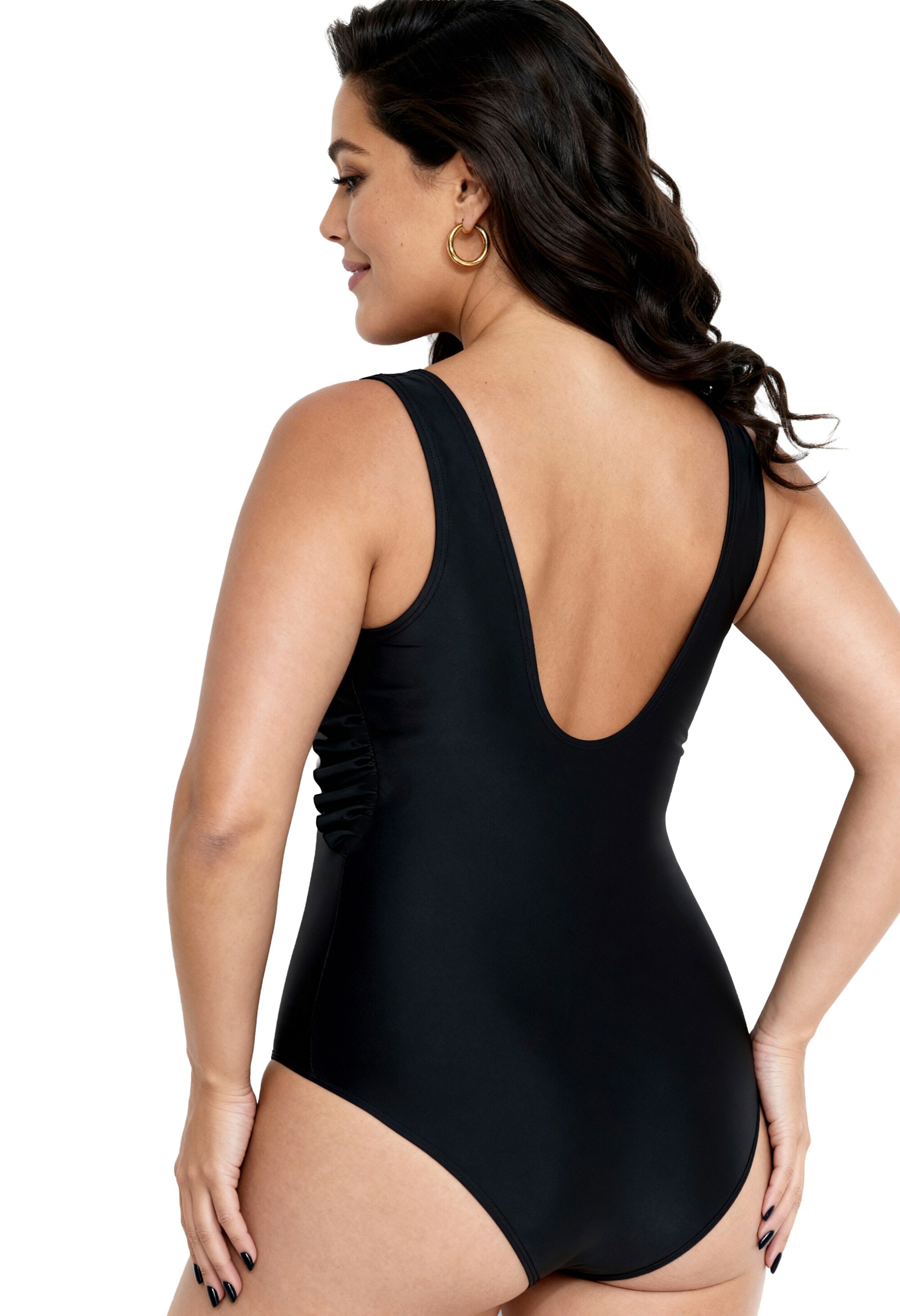 Ulla Popken Triangle Swimsuit in Black