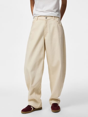 Barrel Jean 'PCGrace' PIECES en beige : devant