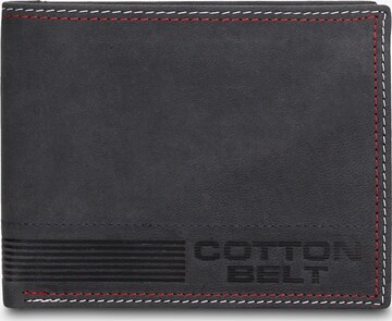 Portamonete 'Portafoglio Uomo Vera Pelle con Cuciture Rosse - Slim Design 12,5x9,5 cm' di cotton belt in blu: frontale
