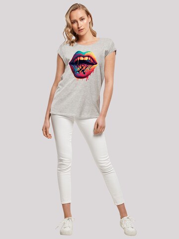 F4NT4STIC Shirt 'Drooling Lips' in Grey
