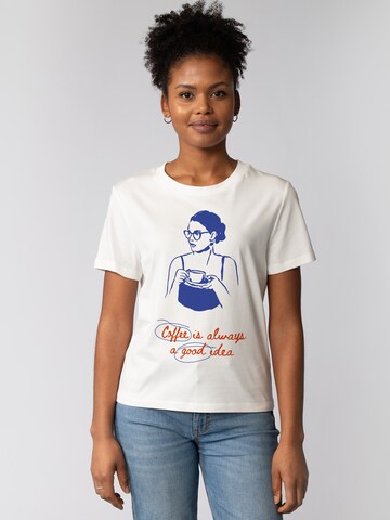 Watapparel T-Shirt 'Coffee Is A Good Idea' in Weiß: Vorderseite