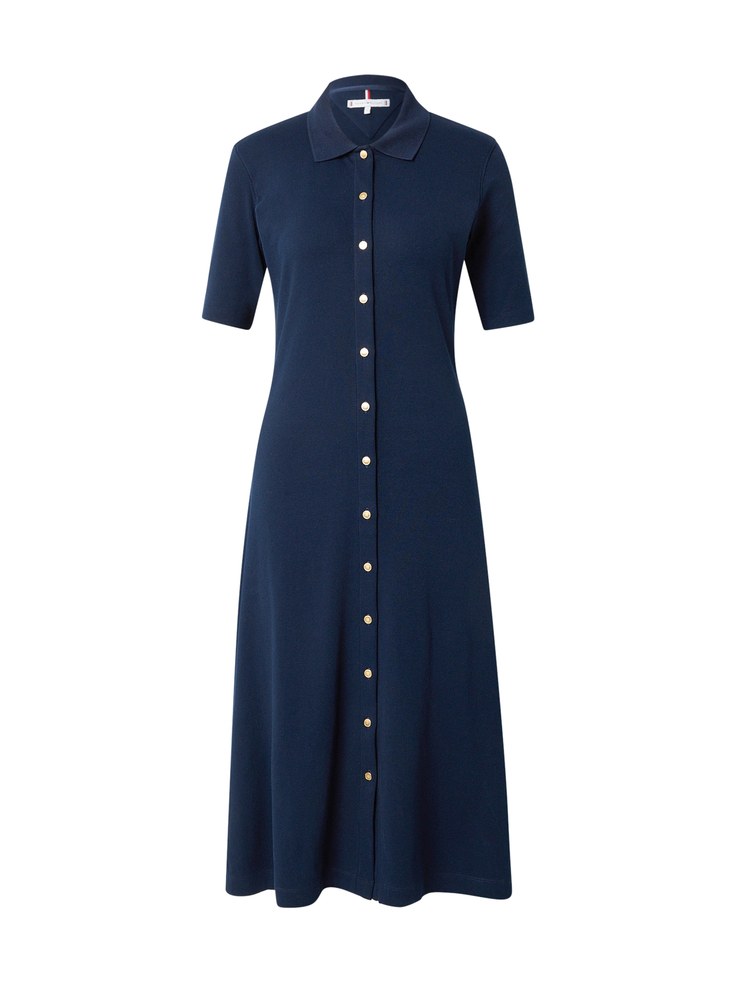 TOMMY HILFIGER Särkkleit 'GOLD BUTTON F&F MIDI DRESS' tumesinine, Tootevaade