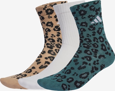 ADIDAS SPORTSWEAR Sporta zeķes 'Leopard Print Sock 3 Pair Pack', krāsa - kamieļkrāsas / smaragda / melns / balts, Preces skats