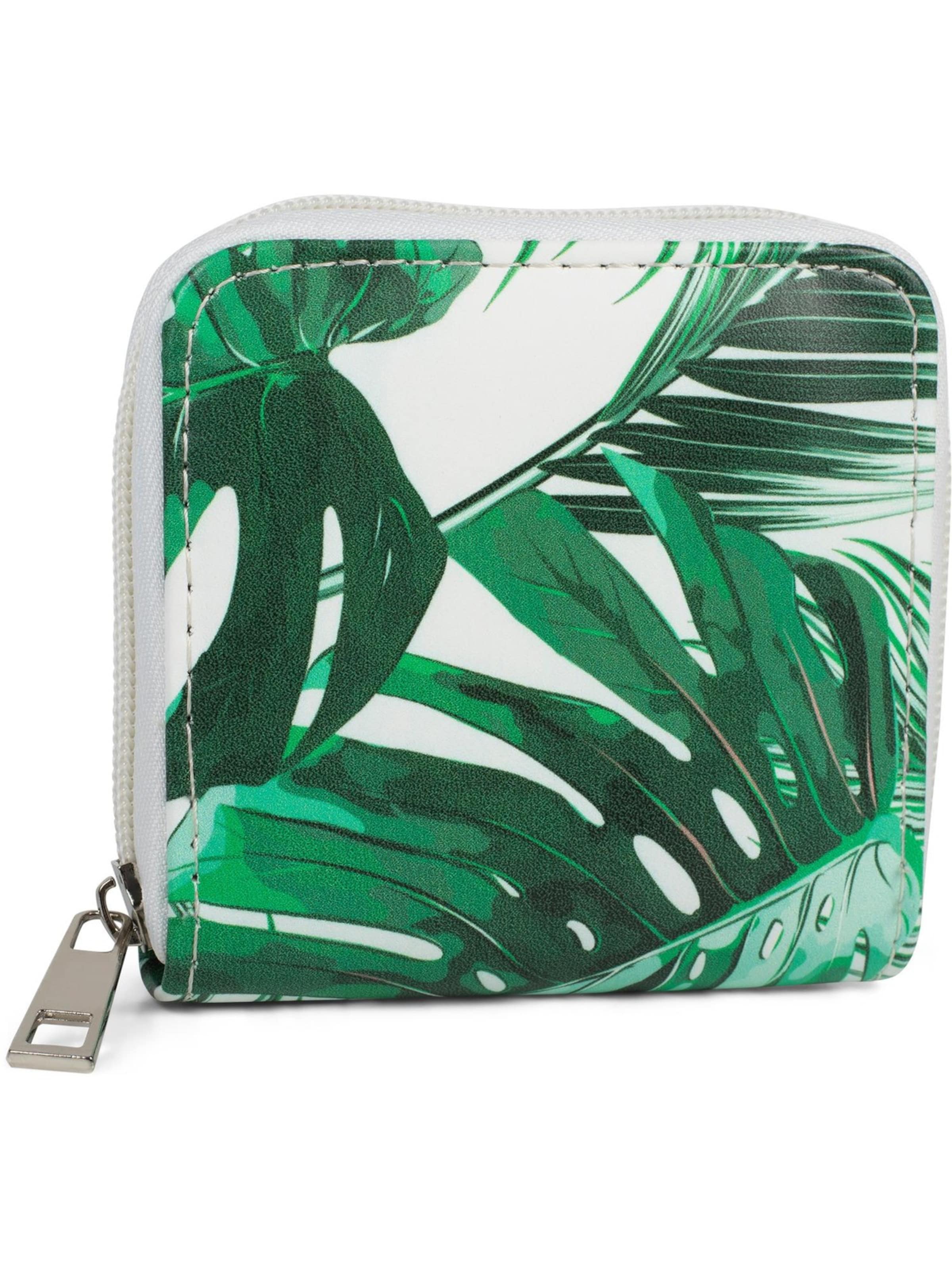 styleBREAKER Portemonnaie 'Mini Geldbörse mit Palmen Print'‌‌‌‌‌‌‌ in Grün: Vorderseite