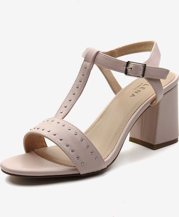 Celena - Sandalias con hebilla 'Carita' en beige: frente