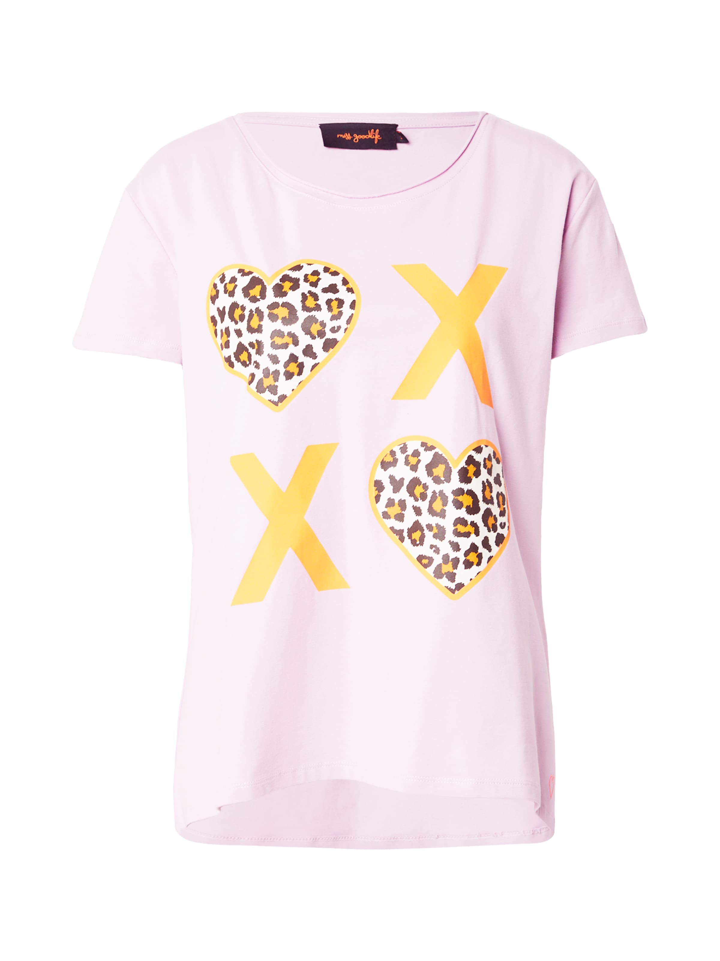 miss goodlife Shirt 'XO Leo Hearts' in Lila: voorkant