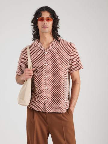 JACK & JONES Regular fit Button Up Shirt 'JORMONTAUK' in Red: front