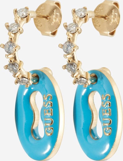 GUESS Boucles d'oreilles en bleu / or / transparent, Vue avec produit