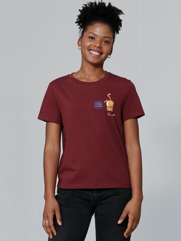 Maglietta ' Funny Cat ' di Watapparel in rosso: frontale