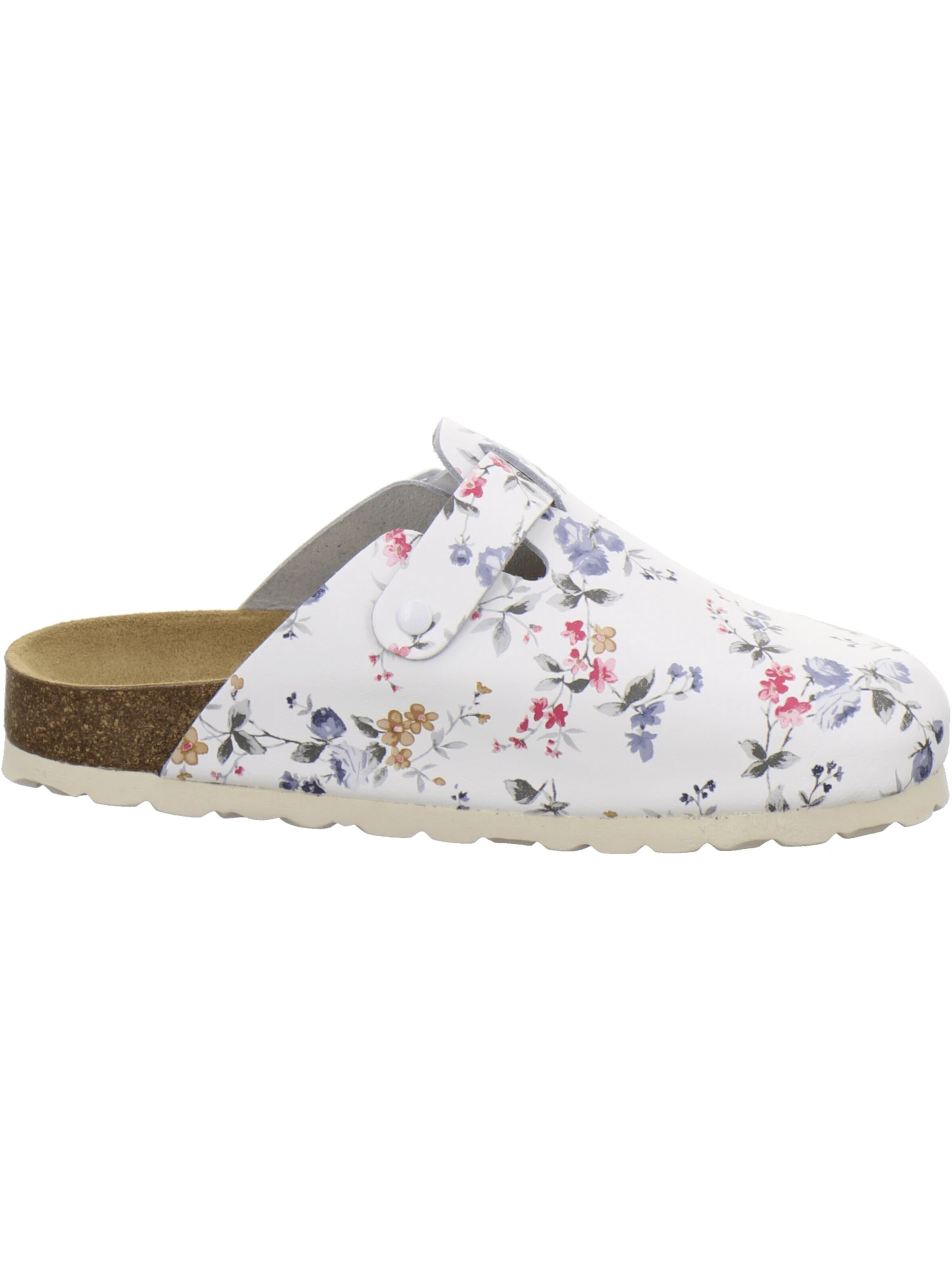 AFS-Schuhe - Zuecos 'Clogs Damen Leder weiß-flower' en blanco