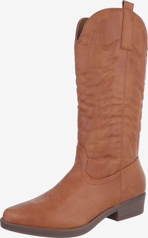 Ital-Design Cowboystiefel in Braun: Vorderseite