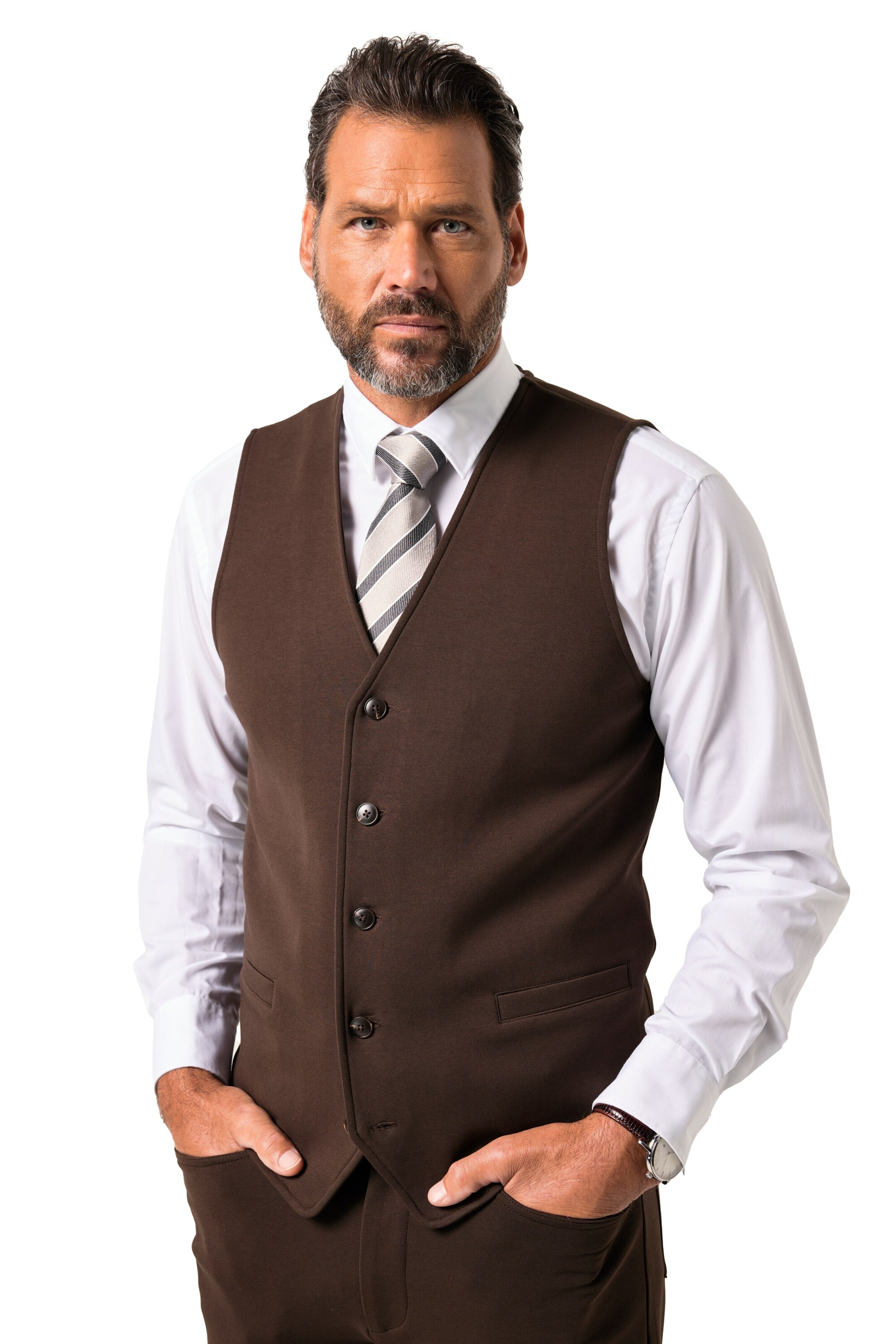 JP1880 Weste in Braun: Vorderseite