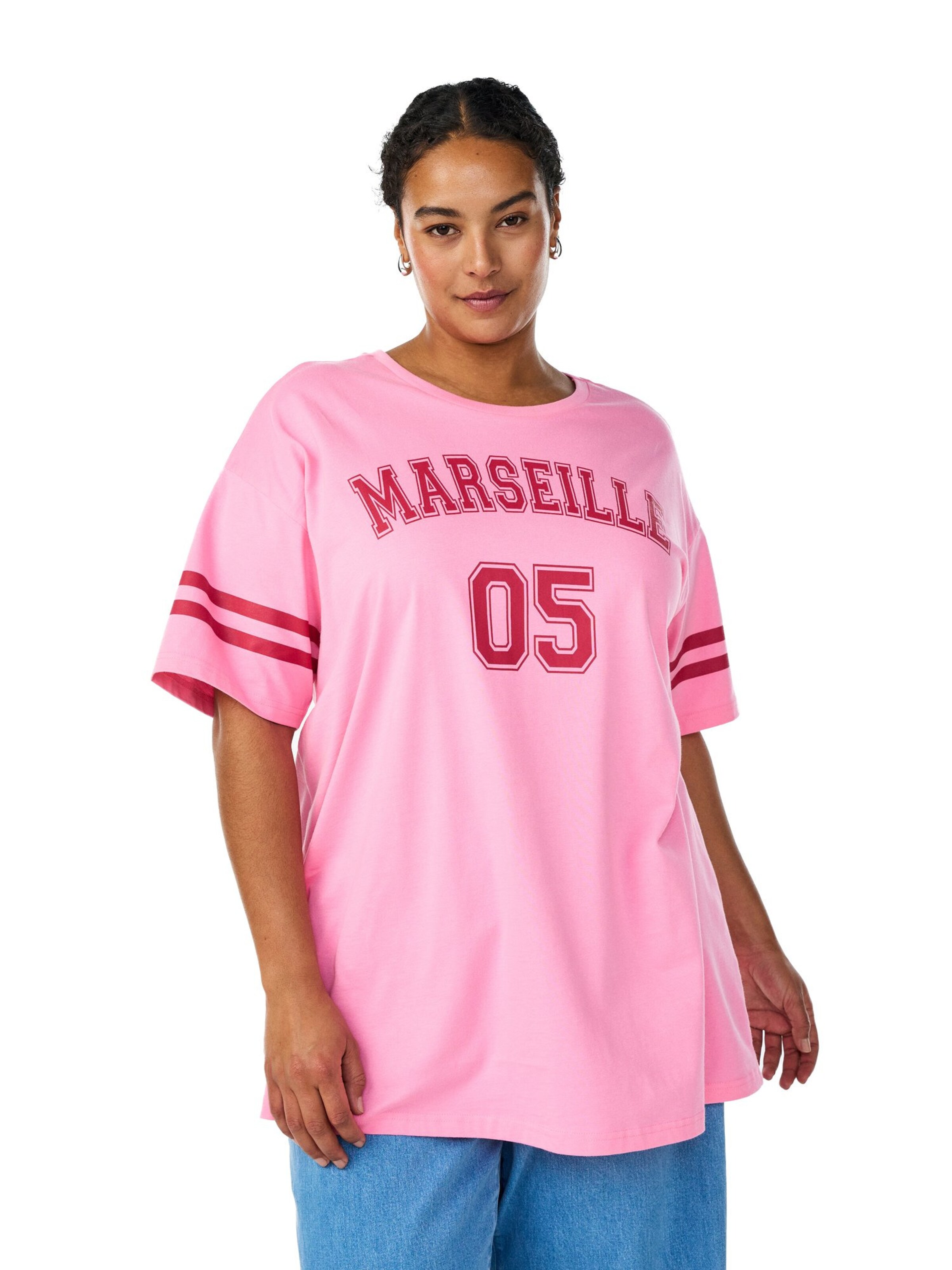 Maglia extra large 'Enilla' di Zizzi in rosa: frontale