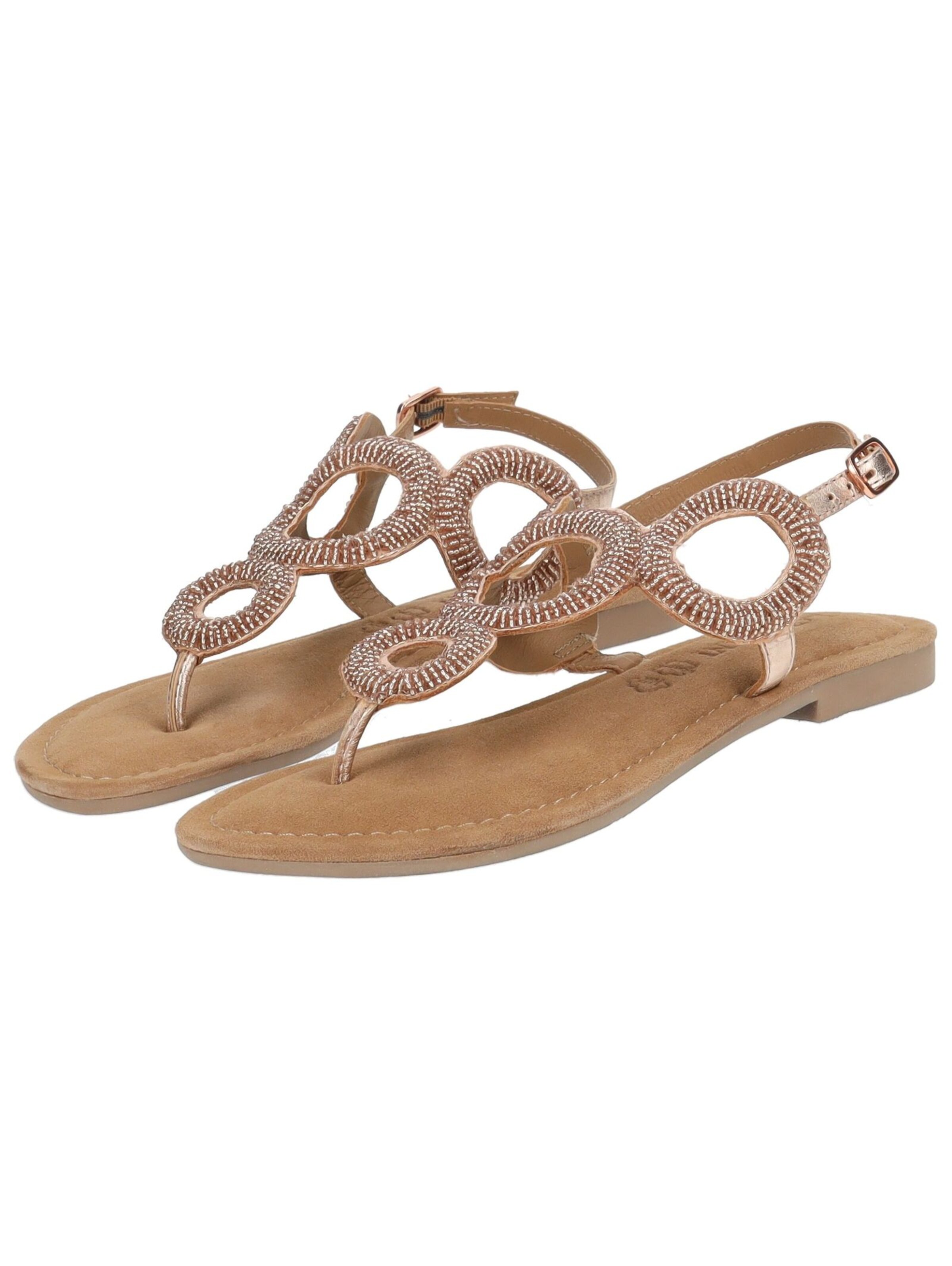 LAZAMANI T-Bar Sandals in Beige