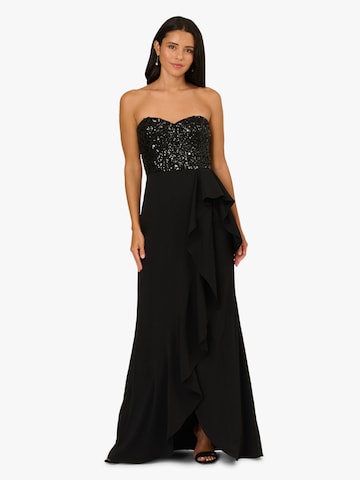 Adrianna Papell Avondjurk 'Strapless Bead Mesh Dress' in Zwart: voorkant