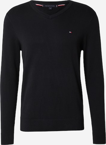 TOMMY HILFIGER Sveter 'ESSENTIAL' - Čierna: predná strana