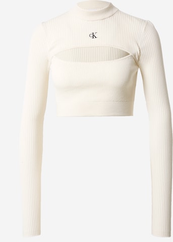 Calvin Klein Jeans Sweater in White: front