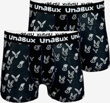 UNABUX Boxer shorts ' BLACK WHITE RABBIT ' in Black: front