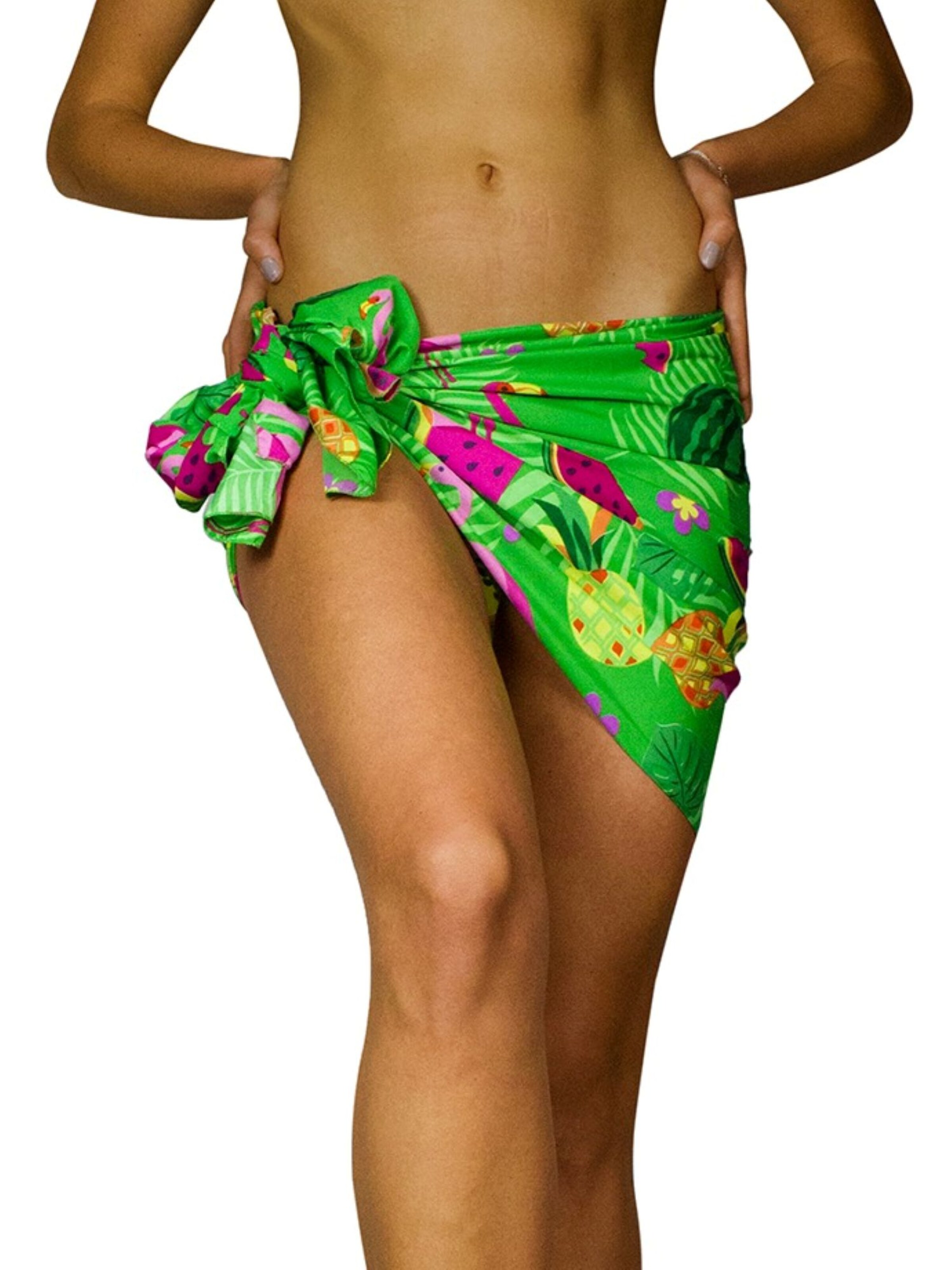 King Kameha Scarf 'Flamingo Melon' in Green: front