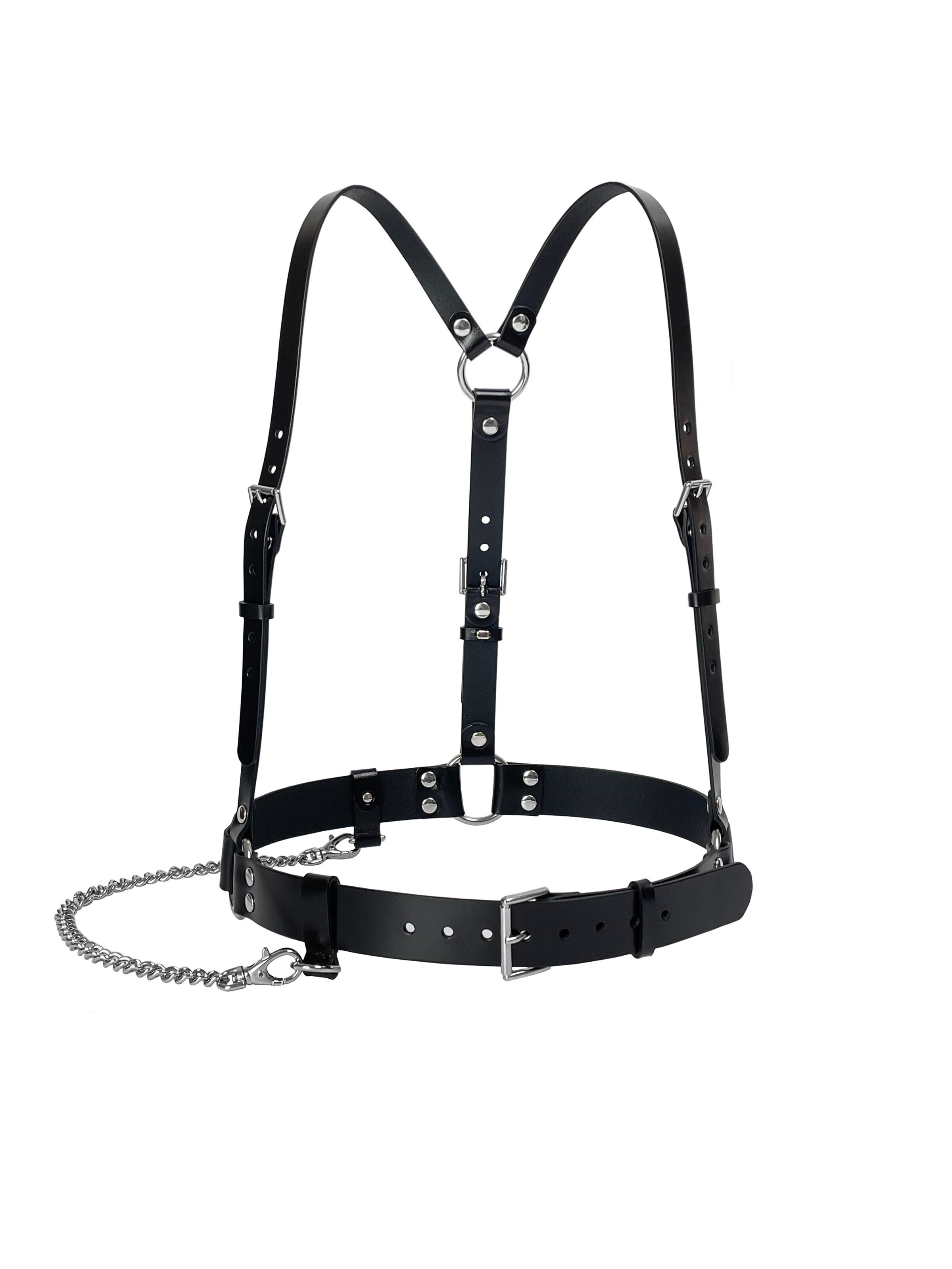 Haute Cuir Belt 'Chain Harness' in Black: front